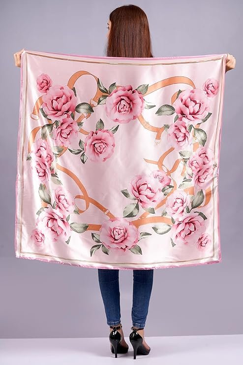 GLAUCUS Luxury Japan Satin Polyester Silk Square Scarf - Image 3