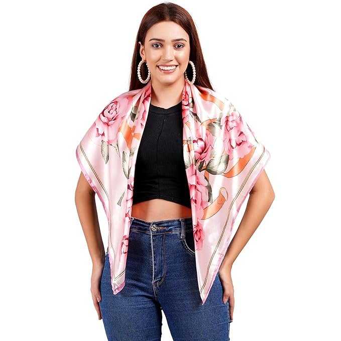 GLAUCUS Luxury Japan Satin Polyester Silk Square Scarf - Image 4