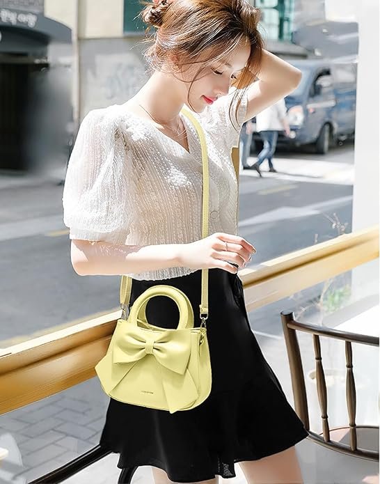 SYGA Women Bow Handheld Shoulder Bag Crossbody Fresh And Sweet Girly Style Small Bucket Bag - Image 4